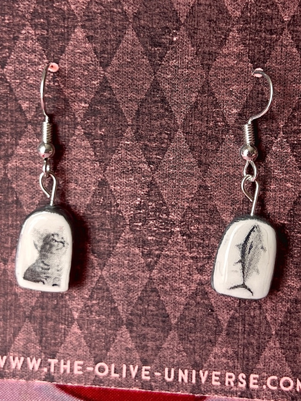 The Olive Universe Black & White Kitten Cravings Dangle Earrings